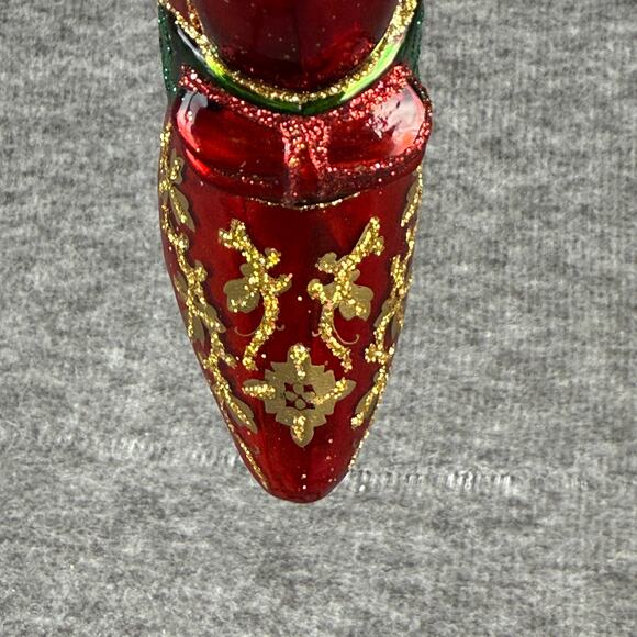 Retired Old World Christmas Victorian Shoe Ornament Red Glitter Heel Glass 4.5" - Picture 9 of 10